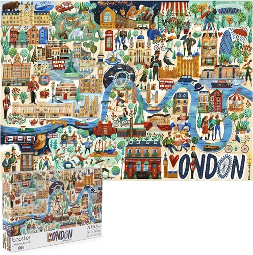 Rompecabezas de 1000 piezas para adultos, tema ilustrado de Londres, rompecabezas de 1000 piezas, para adultos y niños, rompecabezas de Londres con