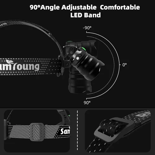 Miniatura 5 de Linterna frontal de alto lúmen con función de inducción, linterna de cabeza con 7 modos y vida útil de batería de 50h, linterna frontal LED con zoom