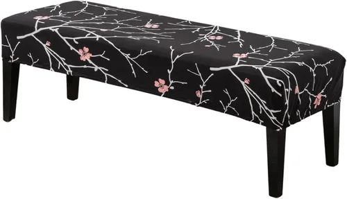Miniatura 17 de CRFATOP Funda de cojín rectangular estampada para banco de comedor, elástica, extraíble y lavable, protector de banco tapizado para comedor, sala