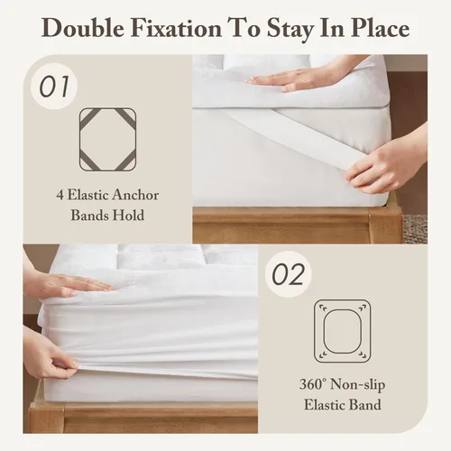 Miniatura 3 de Madison Park Protector de colchón impermeable, funda de colchón de felpa suave Cloud con sobrerelleno, bolsillo ajustable que se adapta a hasta 18