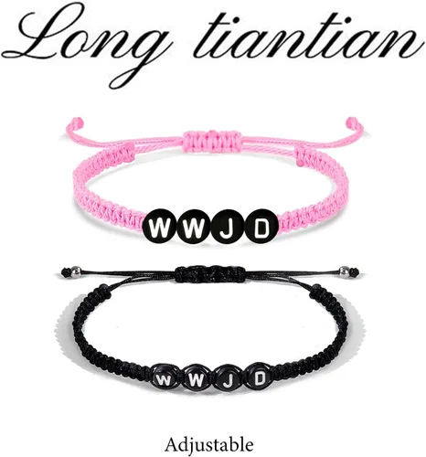 Miniatura 70 de Long tiantian WWJD - Pulsera con texto en inglés «What Would Jesus Do», pulseras WWJD para mujeres, pulseras W.W.J.D para hombres, joyería