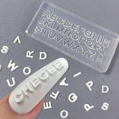 Miniatura 2 de Moldes de letras numéricas para uñas, letras A-Z y números 1-10, moldes de resina 3D 26 alfabetos, moldes de uñas para decoración de uñas, moldes