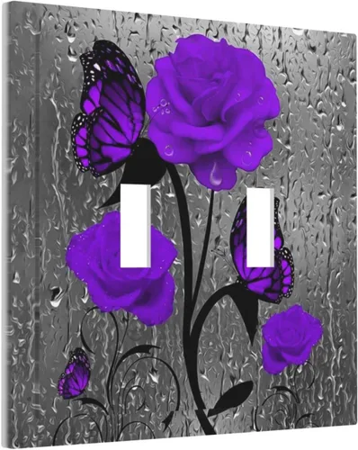 Miniatura 46 de Cubierta de interruptor de luz rosa brillante con purpurina de 1 banda, sin dispositivo, placa de pared en blanco decorativa para adolescentes, Rosa