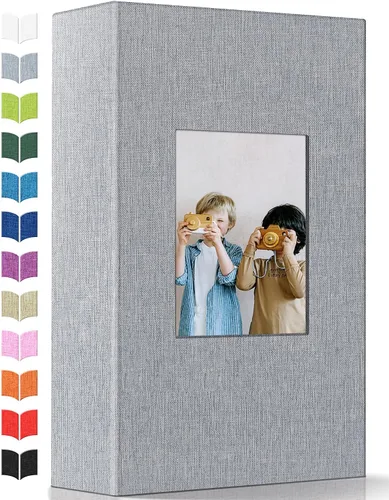 Miniatura 30 de Álbum de fotos Artfeel 4x6 con 300 bolsillos, álbumes de fotos deslizables, libro de memorias con cubierta de lino y ventana frontal, libro de fotos