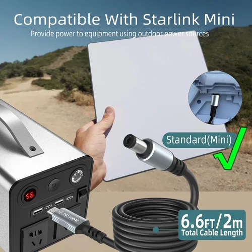 Miniatura 2 de Cable de alimentación USB C a CC de 3.3 pies x 0.083 in, para laptop Starlink mini cable de carga USB C entrada a salida DC5521 20V5A, funciona