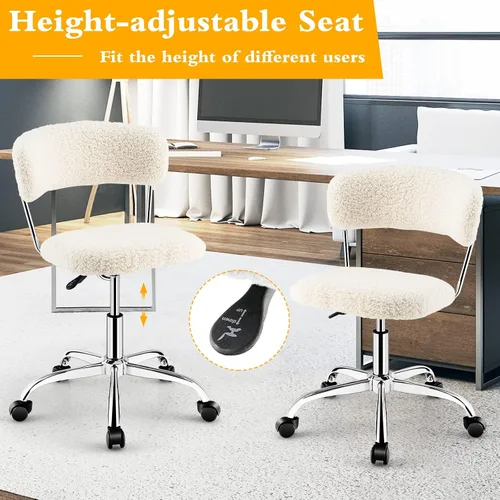 Miniatura 7 de Giantex Silla de oficina en casa, silla giratoria de piel sintética con respaldo bajo y asiento acolchado ajustable en altura, silla de tocador sin
