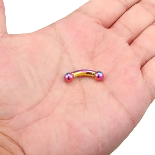 Miniatura 3 de Ruifan Rainbow plateado 316L acero quirúrgico con rosca interna, curvada curvada, 2G, 4G, 6G, 8G, 0G 00G