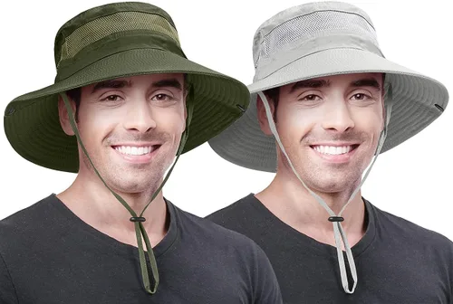 Miniatura 3 de Paquete de 2 sombreros Boonie para hombres y mujeres con protección UV UPF 50+ para pesca, senderismo y jardinería