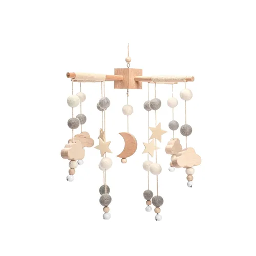 Miniatura 10 de Móvil de bebé para cuna Cuna de bebé, cuna de bebé, luna de estrella móvil para bebés niños y niñas Decoración bohemia para guardería Juego
