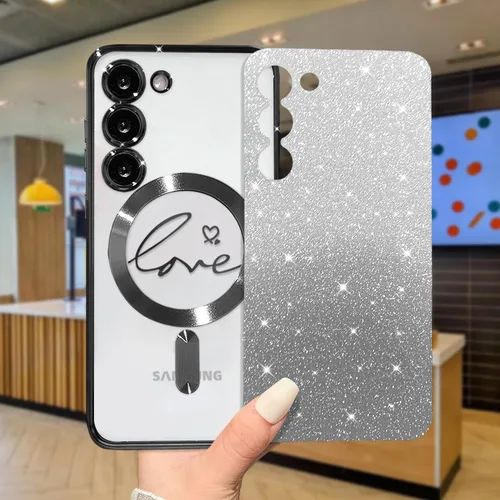 Miniatura 189 de ZONRW - Funda para Samsung Galaxy S22 Ultra magnética, para mujeres y niñas, cubierta trasera suave, lujosa, con corazón de amor, bling, degradado