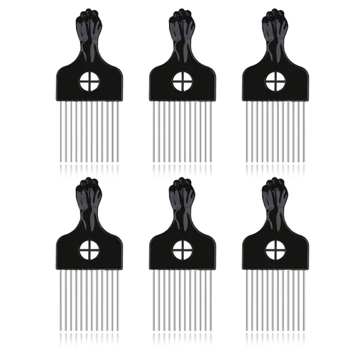 Miniatura 8 de Peine de pelo, peine de metal, peine de púa de metal, desenredar peluca trenzada, peine de peinado, negro, 1 paquete