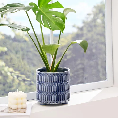 Miniatura 3 de STHIE Macetas de cerámica de 5 pulgadas para plantas de interior, macetas de serpiente de cactus azules con drenaje, maceta redonda de diseño único
