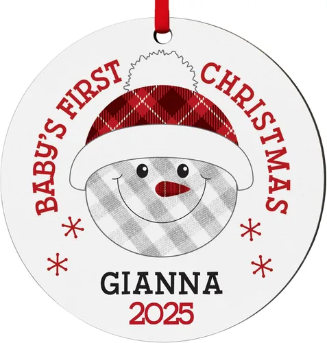 Miniatura 17 de Let's Make Memories Adorno personalizado para la primera Navidad del bebé, adorno de recuerdo 2025, mi primera Navidad, pies de bebé, corazón