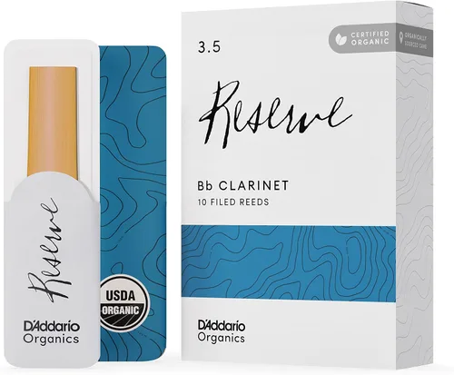 D'Addario Organic Reserve - Cañas para clarinete Bb - Cañas para clarinete - Selladas individualmente - Fuerza 3.5, paquete de 10