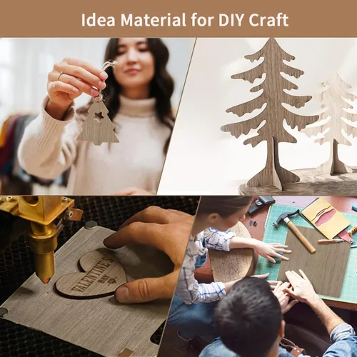 Miniatura 6 de 20 hojas de madera contrachapada de nogal para bricolaje de 12 x 12 x 1/8 pulgadas, madera de artesanía sin terminar para corte láser, grabado