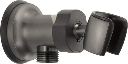 DELTA FAUCET U4985-KS-PK - Soporte de ducha de mano con codo de pared ajustable, acero inoxidable negro