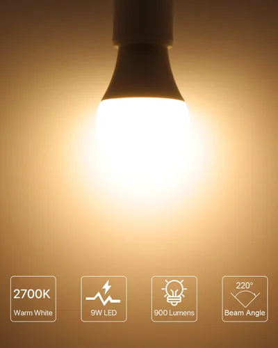 Miniatura 3 de Bombillas LED A19 E26, 60 W Eqv, 9 W, 2700 K, no regulables, paquete de 6 900 lúmenes, luz blanca cálida, ideal para iluminación de dormitorio