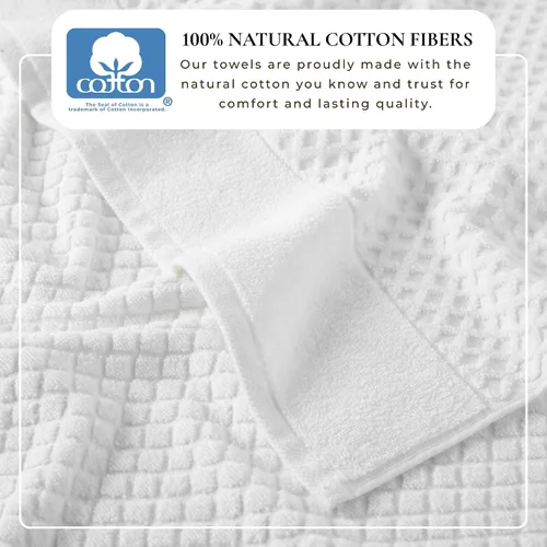Miniatura 2 de Great Bay Home - Toallas de mano 100% algodón blanco, 6 toallas de baño suaves para manos, altamente absorbentes y de secado rápido, colección