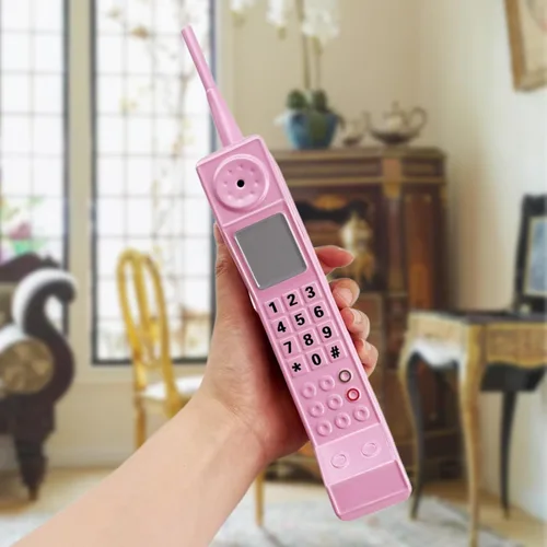 Miniatura 4 de Teléfono celular retro, adorno retro de ladrillo para teléfono celular, adorno de modelo de teléfono celular para decoración del hogar y sala de Rosa