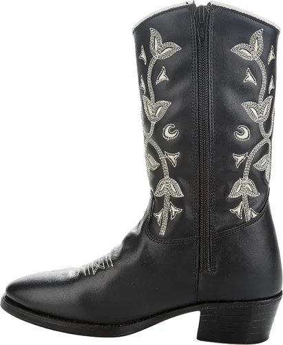 Miniatura 3 de TuffRider Botas occidentales florales negras para niños pequeños, color negro, con calcetines a rayas surtidos