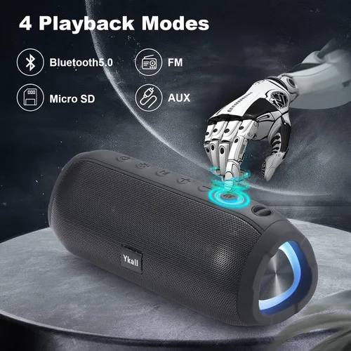 Miniatura 7 de Altavoces Bluetooth inalámbricos con sonido estéreo fuerte de 20 W, emparejamiento TWS para exteriores, altavoces de ducha impermeables IPX6, tiempo