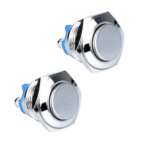 Miniatura 19 de Paquete de 2 interruptores de botón momentáneos de metal de 0.630 in, impermeables, IP66, terminales de tornillo antivandálicos de 12 V, 24 V, 36 V