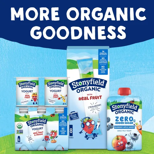 Miniatura 9 de Stonyfield Farm, bolsa de yogur arándano, manzana, zanahoria orgánica, 3.5 onzas