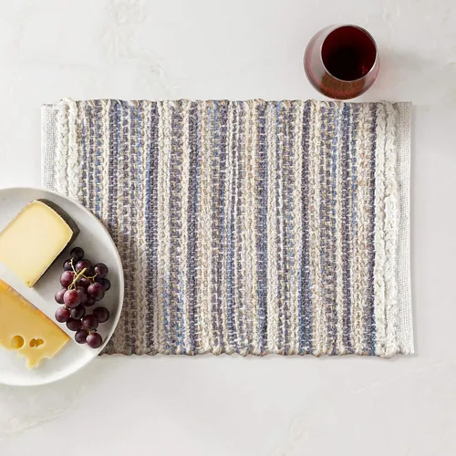 Miniatura 2 de Hausattire Juego de 4 manteles individuales tejidos - Azul, manteles individuales de yute boho rectangulares para mesa de cocina, mesa de comedor