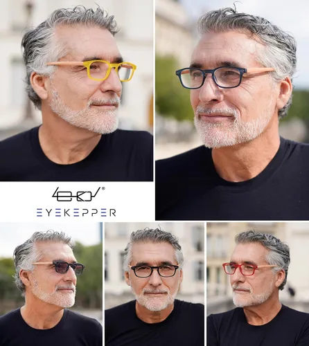 Miniatura 2 de Eyekepper Gafas de lectura clásicas para hombre, paquete de 5 con bisagras de resorte Brazos impresos de grano de madera