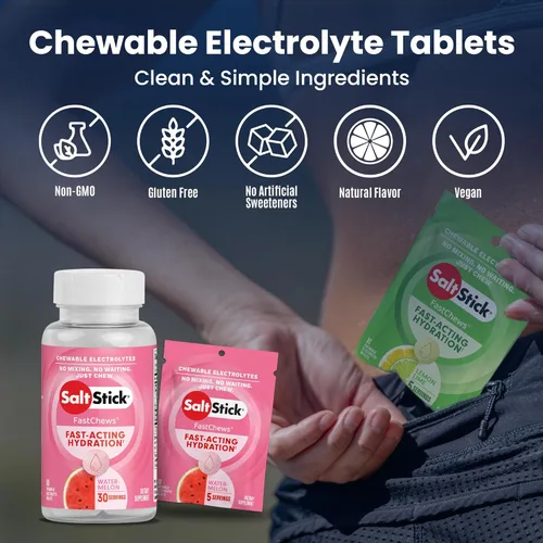 Miniatura 3 de SaltStick FastChews, tabletas de repuesto de electrolitos para rehidratación, ejercicio, senderismo y recuperación deportiva, botella de 60 tabletas