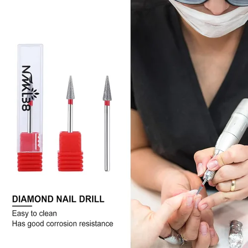 Miniatura 5 de Broca de diamante cónico de 3/32 pulgadas para cutícula, lima de arte de uñas para máquina de taladro eléctrico, herramienta de manicura y pedicura