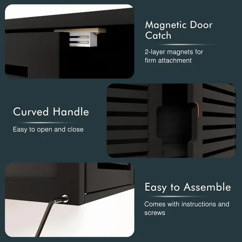 Miniatura 8 de HITNET Gabinete de almacenamiento de baño negro, gabinete de medicina colgante con estante ajustable, organizador de ahorro de espacio de bambú