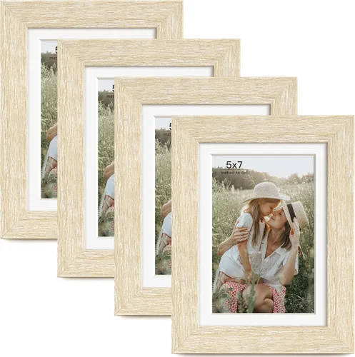 Miniatura 21 de Momentworth Portarretratos de 4 x 6 pulgadas con paspartú para 3.5 x 5 pulgadas, marcos de fotos con grano de madera negra envejecida para pared