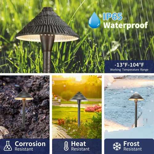 Miniatura 3 de Gardenreet Luces de camino de bajo voltaje de latón, luces LED de camino de paisaje, luces de patio al aire libre impermeables IP65, 12 V con cable