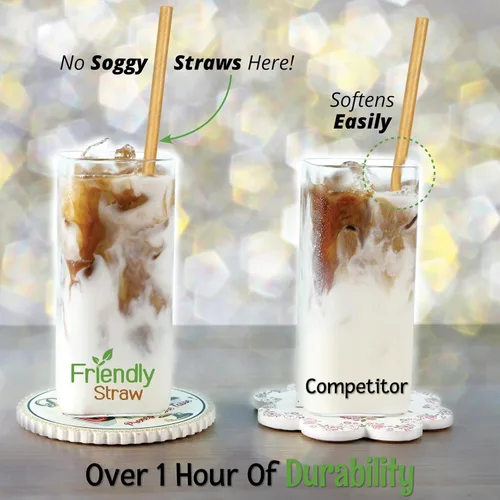 Miniatura 4 de Friendly Straw Paquete de 300 pajitas de papel kraft biodegradables, pajitas de papel para beber de 7.75 x 0.25 pulgadas, pajitas de papel marrón a