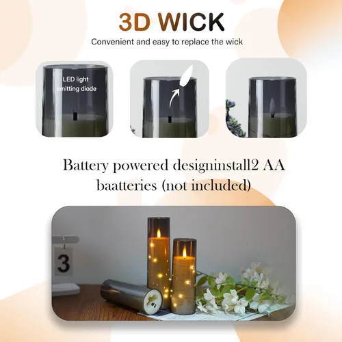 Miniatura 2 de kakoya Velas LED sin llama con temporizador 9 piezas Velas parpadeantes sin llama para ambiente romántico y decoración del hogar Carcasa acrílica