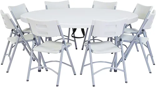 Miniatura 6 de Gnomiya Mesa plegable redonda de 4 pies, mesa redonda portátil de plástico HDPE resistente, mesa de comedor plegable para interiores y exteriores