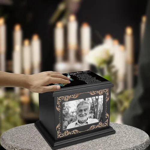 Miniatura 7 de Urnas de cremación para cenizas humanas de adultos, masculinas o femeninas, urnas conmemorativas funerarias para cenizas con marco para fotos, caja