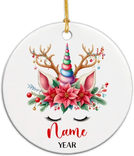 Miniatura 12 de Adorno personalizado de reno para la primera Navidad, adornos de cerámica de reno bebé para árbol de Navidad 2025, adorno de Navidad del primer