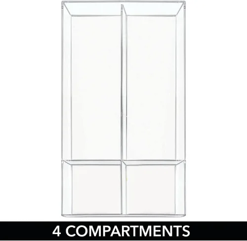 Miniatura 5 de mDesign Bandeja organizadora de cajones de almacenamiento divididos de plástico apilable para oficina, para armario, escritorio, estante u