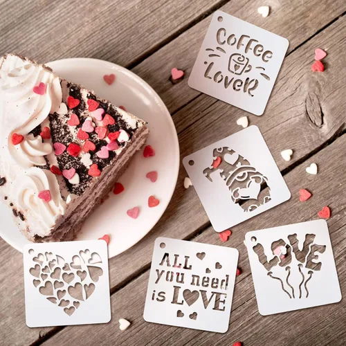 Miniatura 6 de Teling 80 plantillas de amor de corazón de San Valentín para pintar de 3 x 3 pulgadas, plantillas de dibujo reutilizables de San Valentín