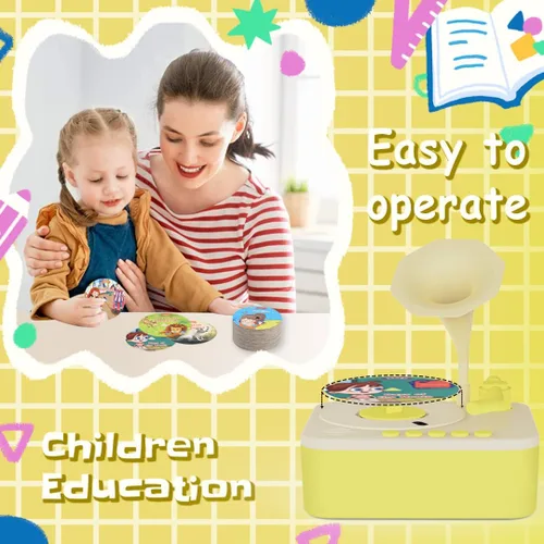 Miniatura 4 de Fonógrafo para niños con 96 tarjetas, reproductor de música de cuentos para niños de 3 a 6 años, juguete sensorial musical para niños y niñas