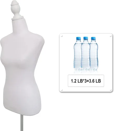 Miniatura 5 de Maniquí de Vestido Femenino Torso con Soporte de Trípode Ajustable para Exhibición de Vestidos y Joyas (Blanco)