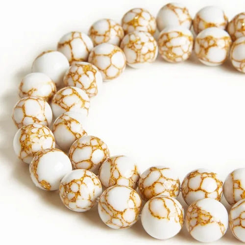Miniatura 15 de 45 cuentas de jade azul y blanco de 0.315 pulgadas, cuentas de piedras preciosas naturales redondas sueltas para hacer joyas Jade blanco azul