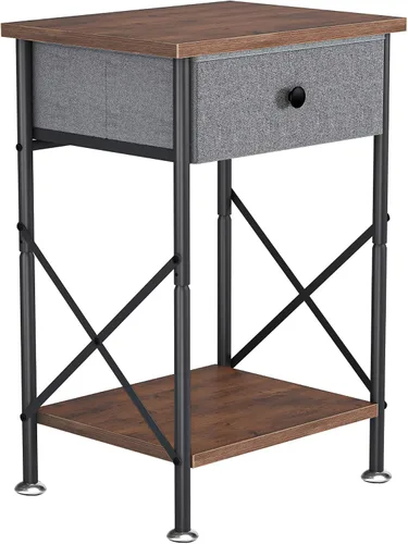 Miniatura 9 de VECELO Mesitas de noche modernas y versátiles, diseño X, mesa auxiliar de noche, estante de almacenamiento con cajón para sala de estar y Marrón