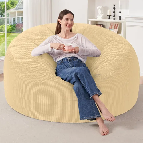 Miniatura 48 de HABUTWAY 2 puf de 2 pies, puf gigante para adolescentes y adultos, puf grandes con relleno de espuma viscoelástica, puf grandes con funda de pana
