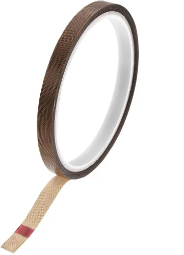 Miniatura 12 de uxcell Cinta de tela revestida de PTFE de 0.236 in Cinta de alta temperatura marrón para selladores de vacío, mano e impulso Cinta adhesiva