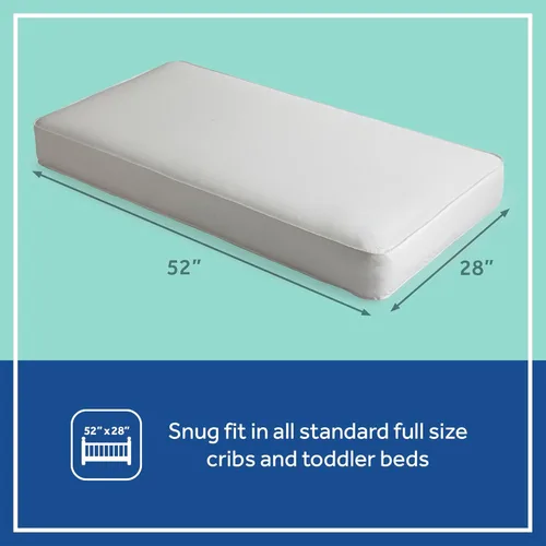 Miniatura 3 de Sealy Posture Perfect - Colchón impermeable de 2 etapas para cuna y colchón para cama de bebé, espuma viscoelástica híbrida y 150 bobinas de alta