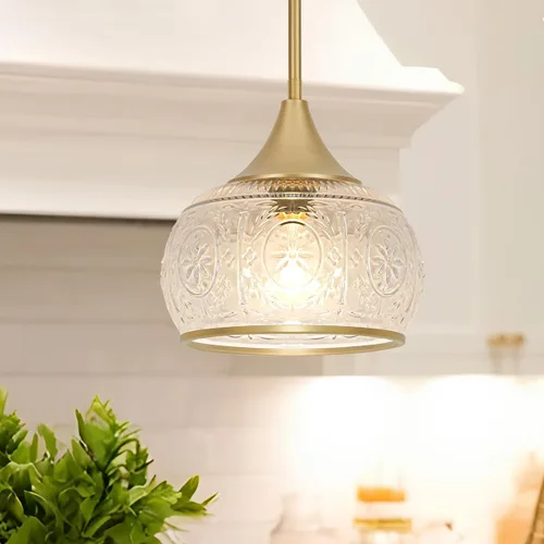 Miniatura 12 de Lámparas colgantes de latón antiguo cepillado para isla de cocina, accesorios de iluminación de altura ajustable, lámpara colgante vintage con Dorado