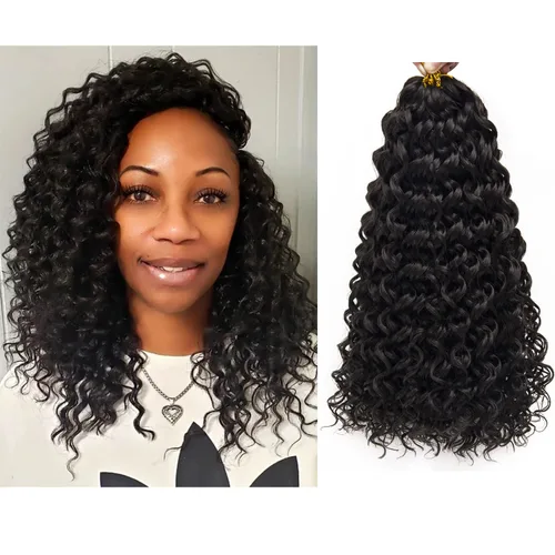 Miniatura 52 de QRHSUKA - Mechones rizados con ganchillo GoGo, cabello ondulado con ganchillo de agua para mujeres, sintético gris, trenzado bohemio, trenza de onda